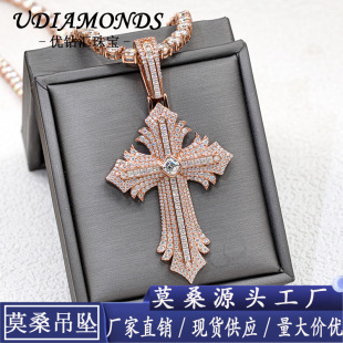 Factory in stock direct sales new hip hop cross pendant S925 silver inlaid moissanite Europe and the United States cross-border hot sale