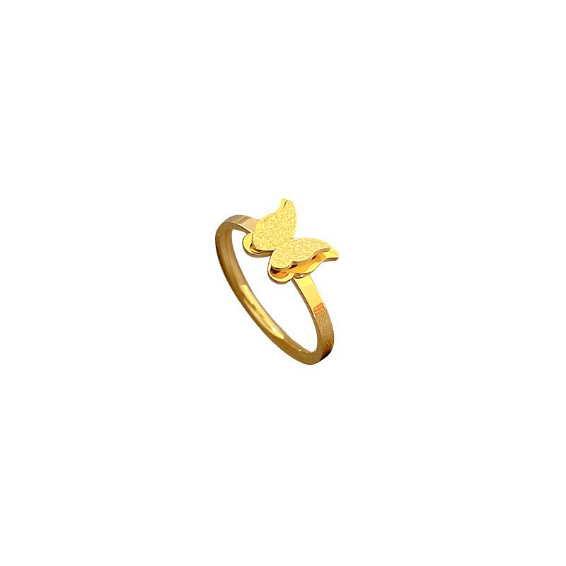 Minimalistische vlinder ring van titaniumstaal dames heren_voghion.com