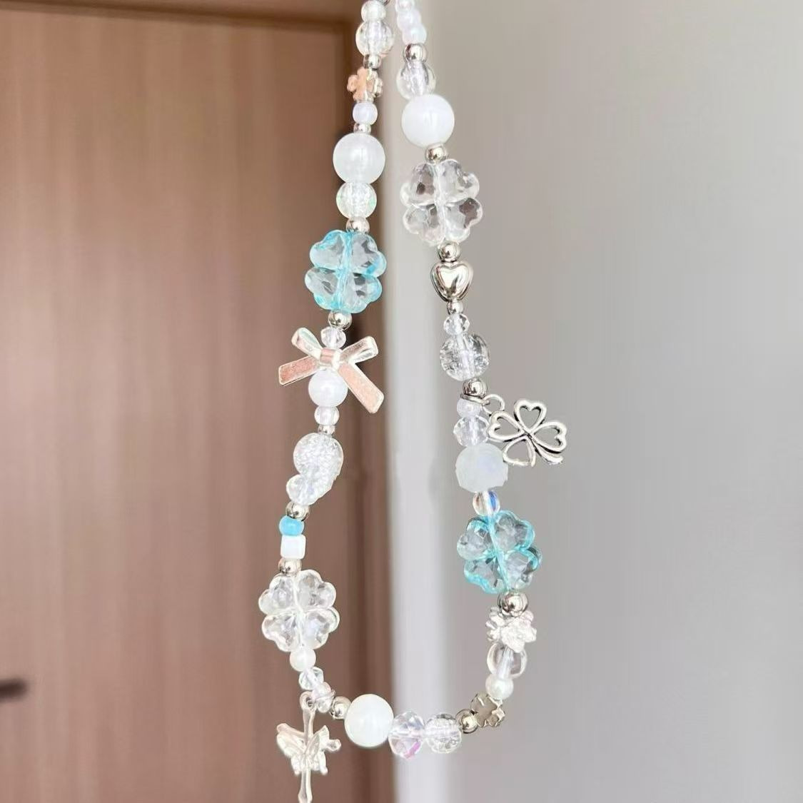 Lucky Bow Sweet Style Phone Case Chain CCD Camera Pendant Accessory Polaroid Anti-Loss Wrist Strap for Women