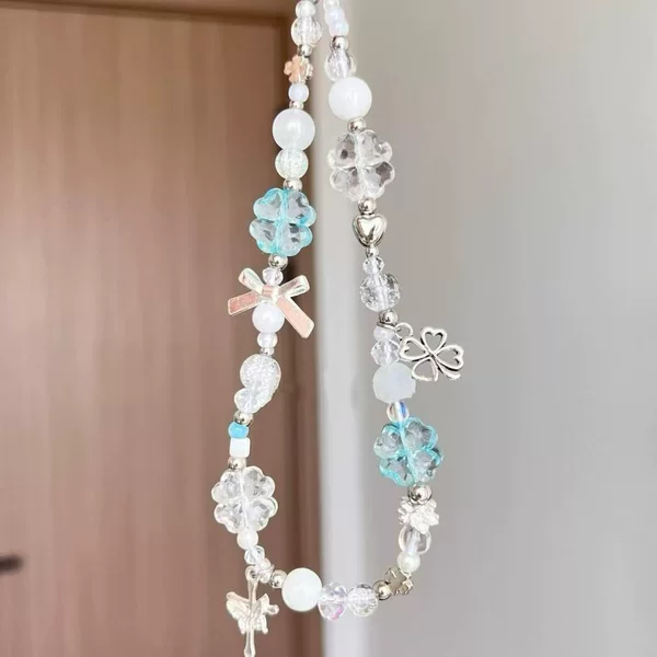 Lucky Bow Sweet Style Phone Case Chain CCD Camera Pendant Accessory Polaroid Anti-Loss Wrist Strap for Women