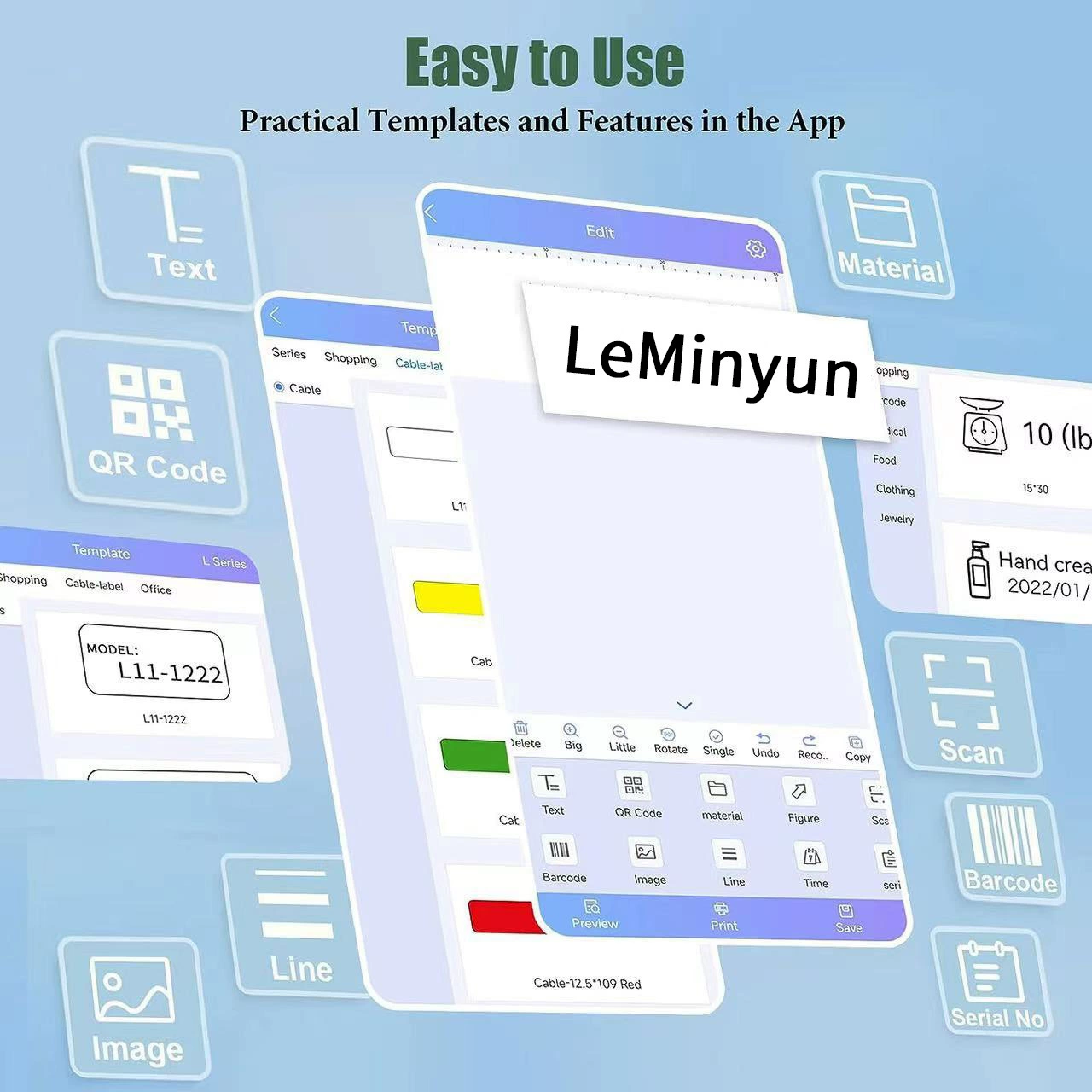 Принтер этикеток LeMinyun L12, термопечать, Bluetooth, устройство для этикеток Temu Amazon