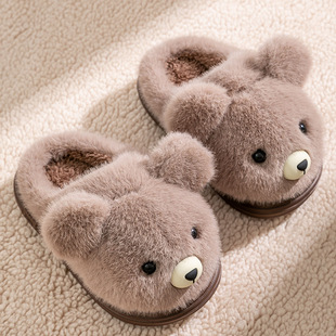 Autumn and Winter New Cotton Slippers Women's Cartoon Parent-child Home Indoor Non-slip Warm fleece-lined Cotton Slippers Big Children's Wool Slippers