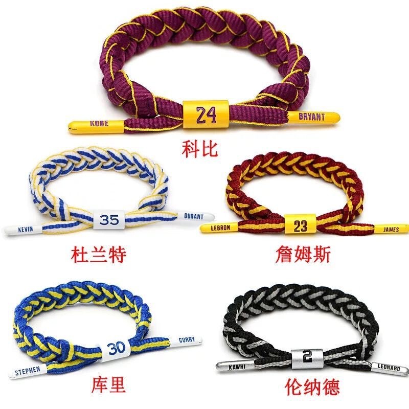 Nba Braided Bracelet Basketball Shoelace Star Bracelet Kobe James Curry Irving Durant Wristband Bracelet