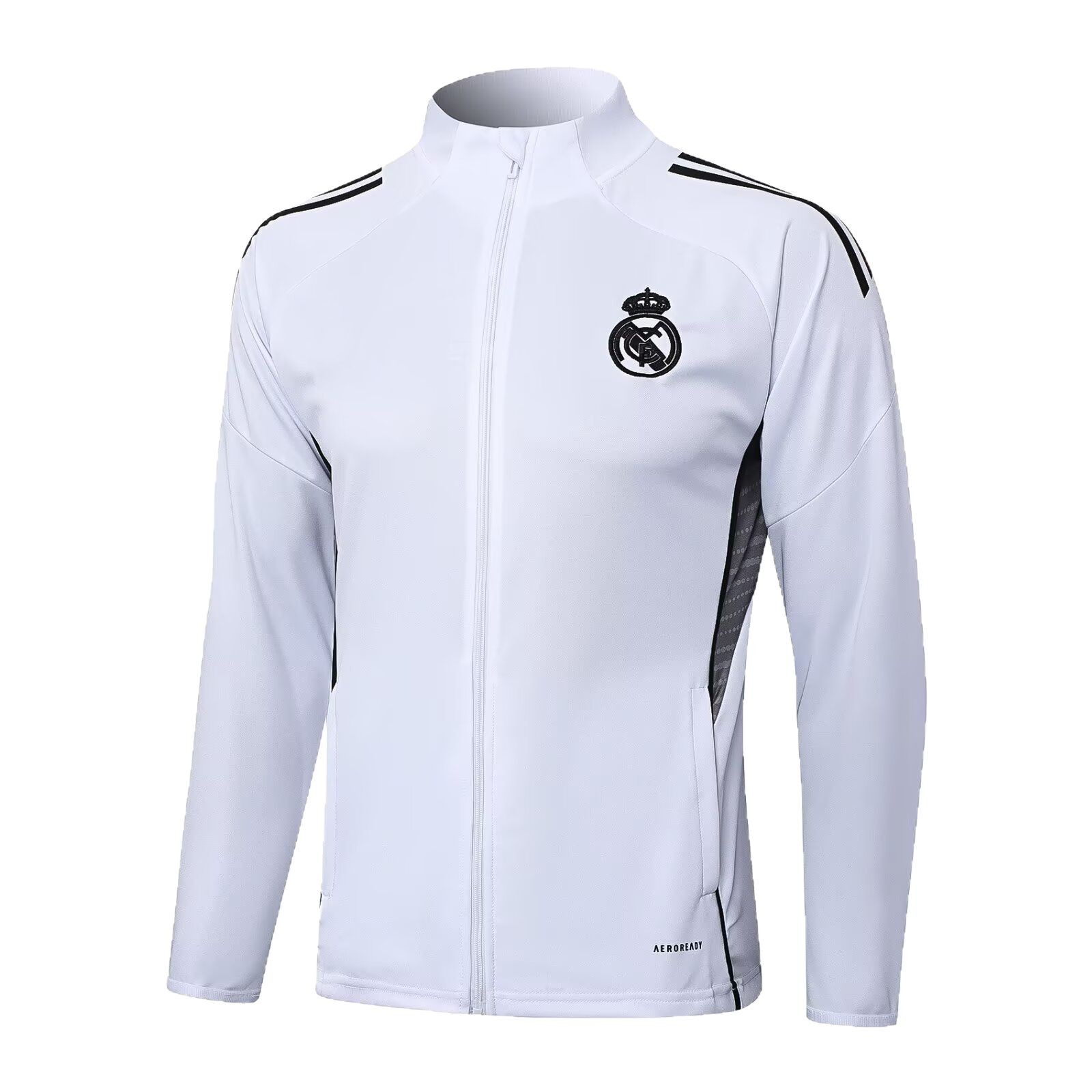 Camiseta del Real Madrid 2526 Camiseta de fútbol de manga larga Cortavientos para adultos Chaqueta de otoño e invierno Uniforme de entrenamiento Camiseta de fútbol con cremallera larga