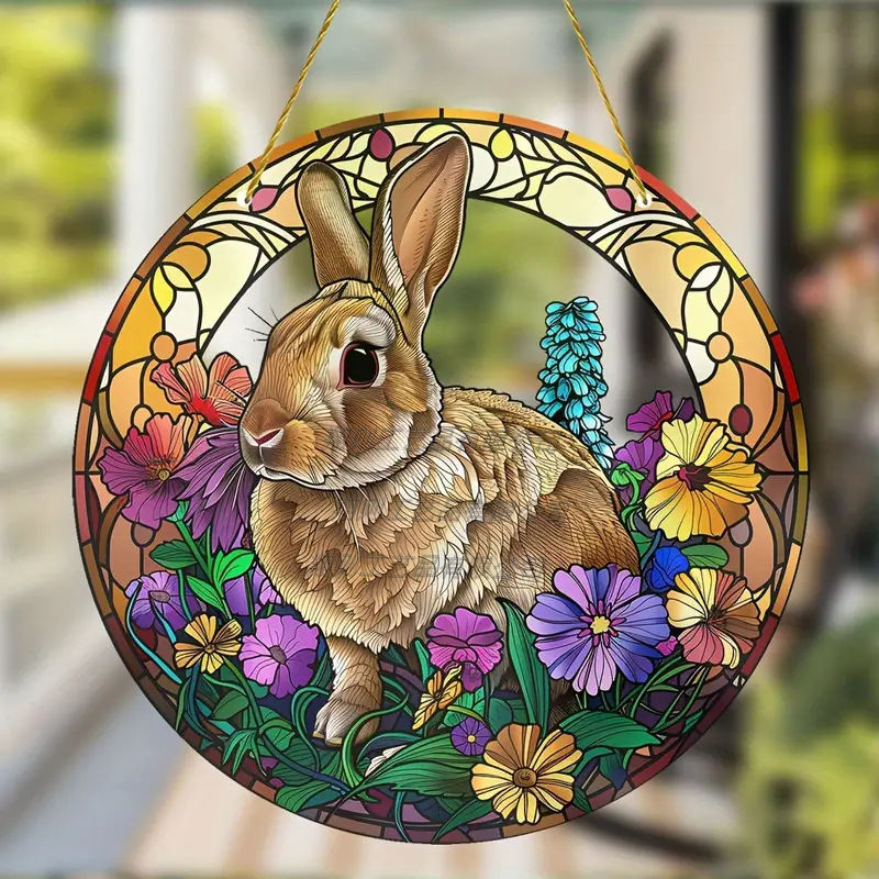 Nuevo conejo transfronterizo de Pascua acrílico menú decoración porche interior y exterior colgante de pared