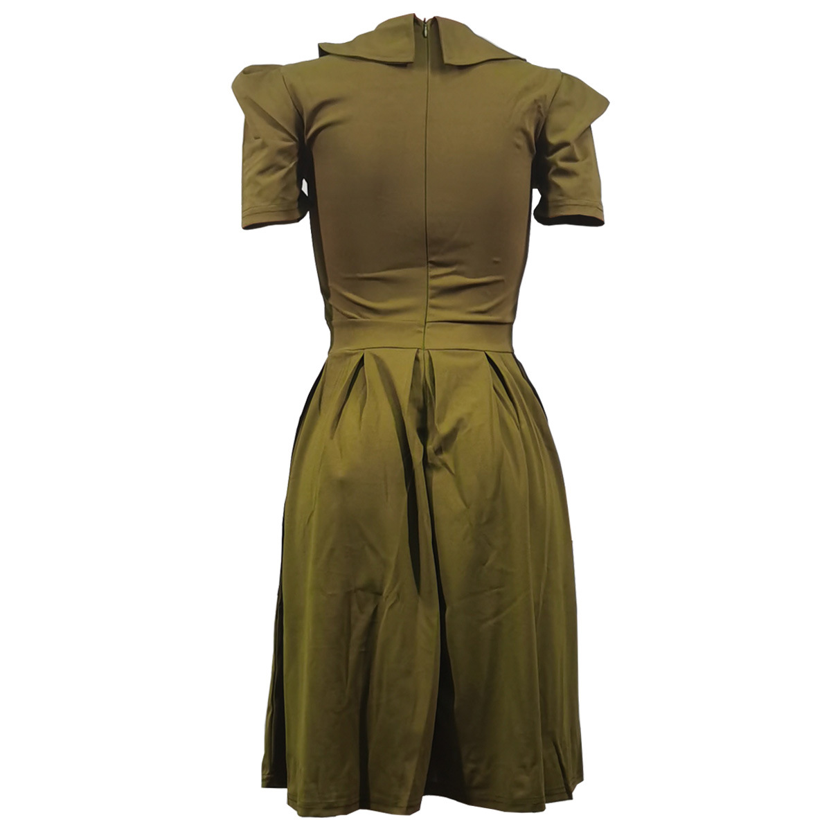 Lotus Leaf Collar Folds Short-Sleeved Pleated Skirt NSSJW58864