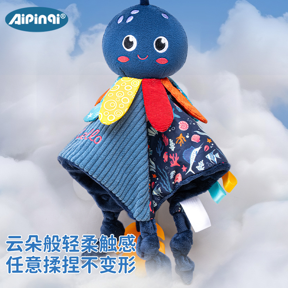 Aipinqi azul oscuro mar pacificador toallas con papel de resonancia de dentín pacificador juguetes de peluche para bebés dormir juguetes en stock image 5