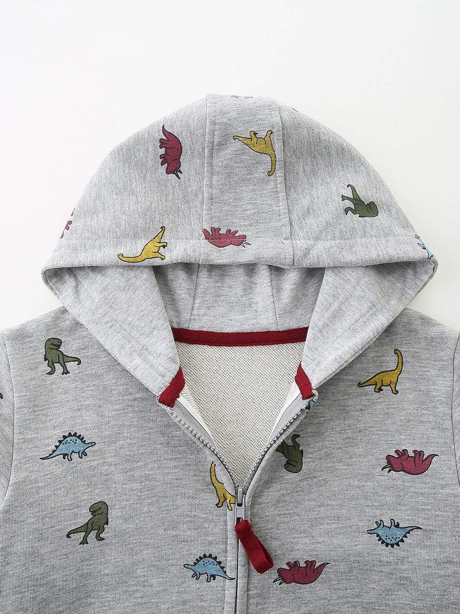 Otoño nuevo chaqueta de niños con capuzas de estilo europeo y americano con cremallera chaqueta de niños de algodón de punto impresa chaqueta de niños