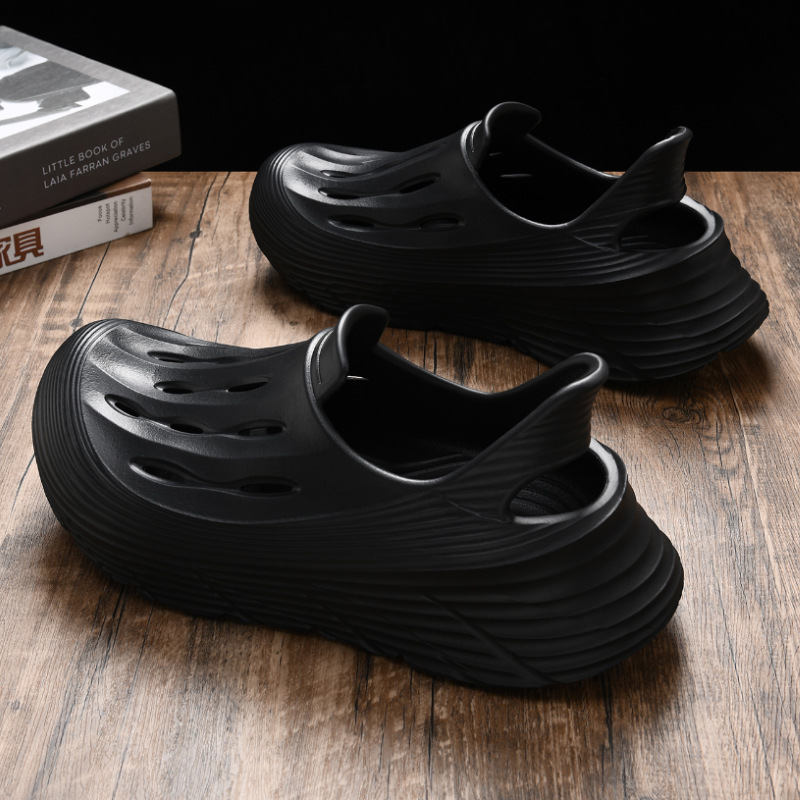 Zapatos con agujeros, suela gruesa para mujer, antideslizante, transpirable, sandalias y pantuflas ligeras, parejas, pies suaves y sin desgaste, zapatillas de tacón