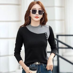 German velvet slim autumn and winter base coat warm coat long sleeve 2024 new solid color all-match top ins
