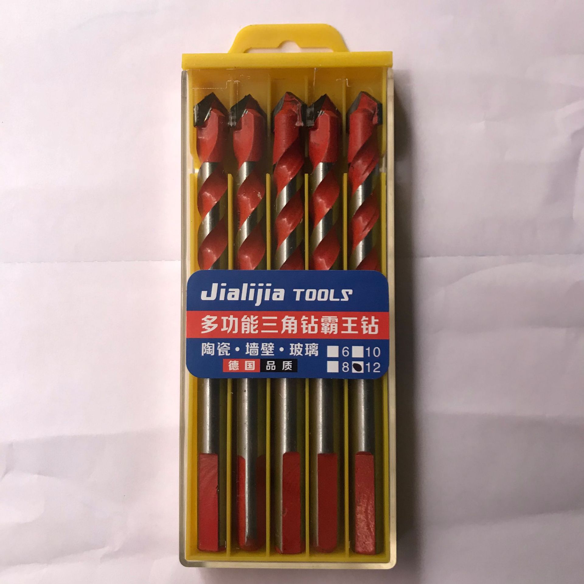 Fabricante de fuente taladro de aleación taladro de triángulo de cerámica de vidrio pared Overlord taladro alemán de cuatro cuchillas taladro cruzado