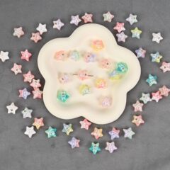 鑫振山树脂 双拼色五角星直孔小兔子甜美风 饰品diy配饰现货批发