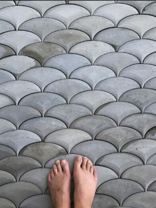 北欧扇形地砖脚踏砖模具水泥清水混凝土石膏花园墙砖墙贴硅胶模具