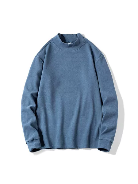 Men's half-high collar long-sleeve sweatshirt, spring and autumn style, loose casual sports base shirt, solid color trendy top