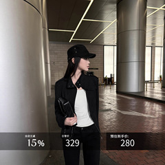 5werkwen 显瘦Barnfit 立领短款复古麂皮绒夹克宽松春秋短外套女