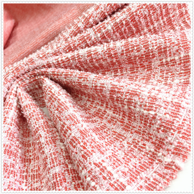 供应针织TC240G仿粗针粒粒提花布名媛小香风面料