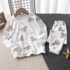 子供用純綿セットの子供用家庭服の子供2点セットの赤ちゃん秋衣秋ズボンのカジュアルセット