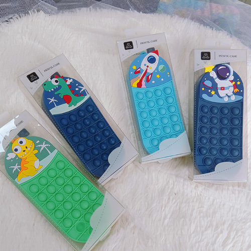 New cartoon student high-quality appearance stationery pencil case 3D stress-relief multi-functional large capacity soft silicone pen bag wholesale