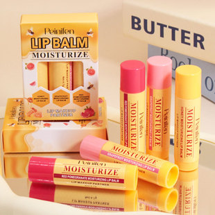 Cross-Border Foreign Trade Moisturizing and Caring Lip Balm Set Three Packs of Fruit Color Changing Lip Balm Cosmetics Affordable Wholesale