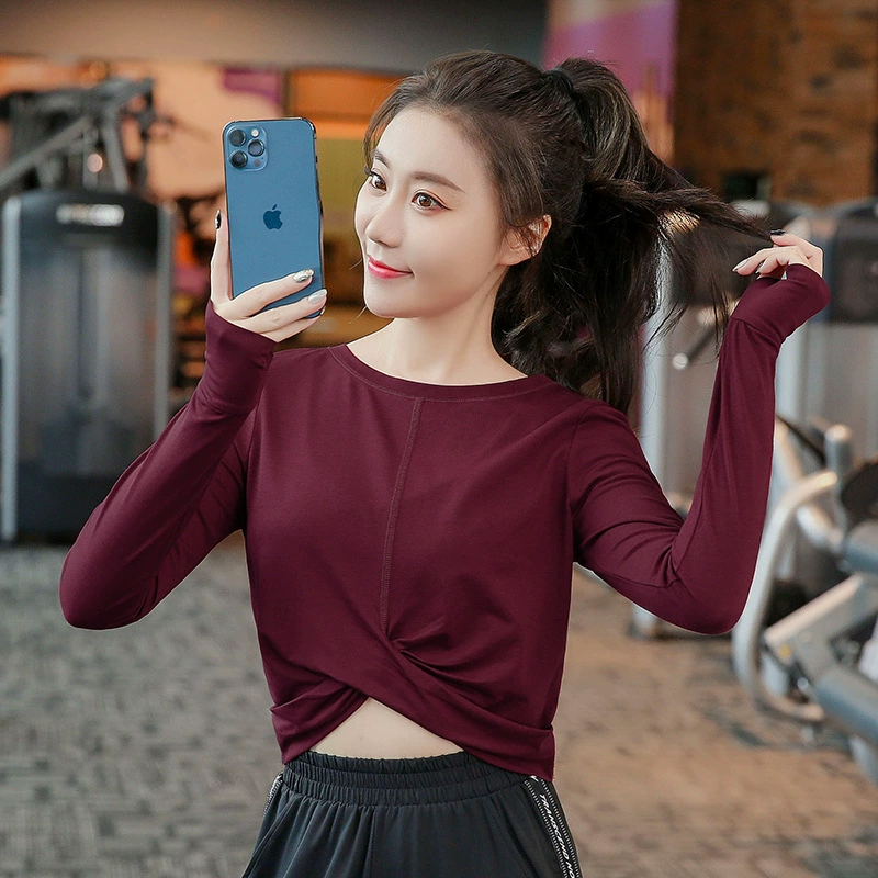 Футболка для йоги Женская одежда больших размеров для полных девочек Kink Cross с длинным рукавом для фитнеса 200 Цзинь осенне-зимняя свободная Беговая куртка