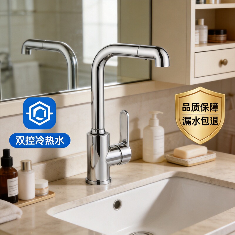 Stainless Steel Washbasin Single-Hole Faucet, 720-Degree Hot and Cold Water Faucet, 720-Degree Rotating Basin Faucet Stainless Steel Washbasin Single-Hole Faucet, 720-Degree Hot and Cold Water Faucet, 720-Degree Rotating Basin Faucet