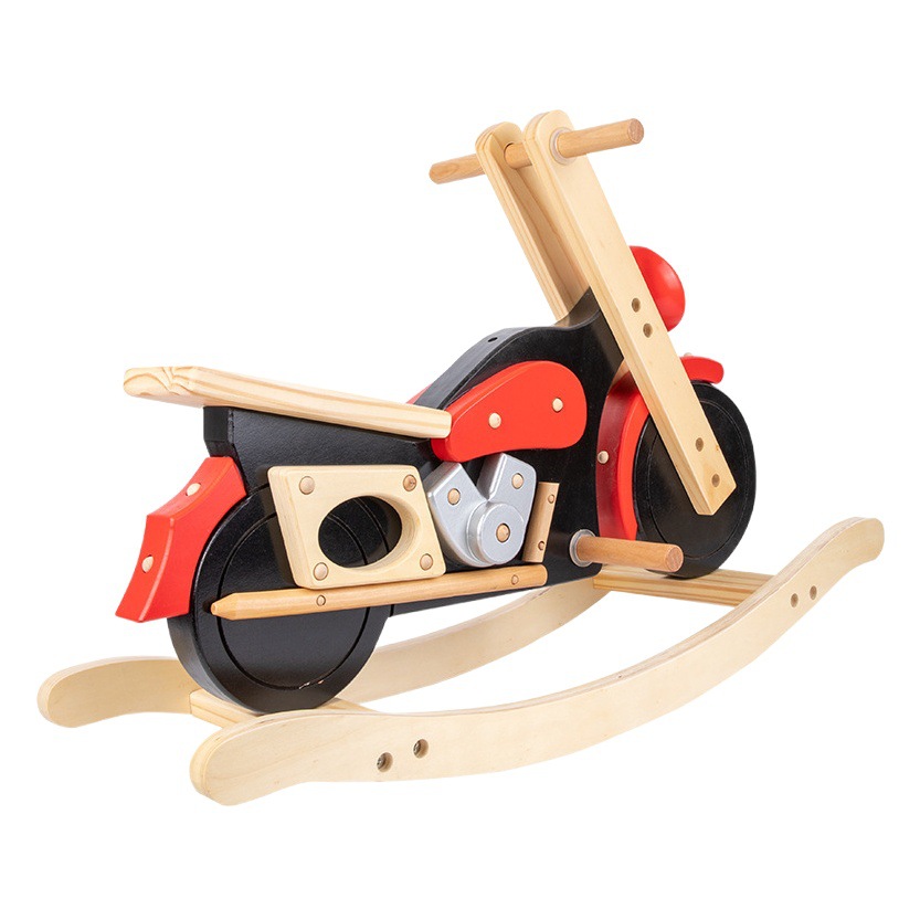 De madera de los niños de la motocicleta mecedora caballo bebé juguete equilibrio montaje caballo mecedora coche de juguete