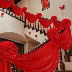 大红花结婚庆婚房布置套装楼梯扶手绣球婚礼农村别墅装饰拉花用品