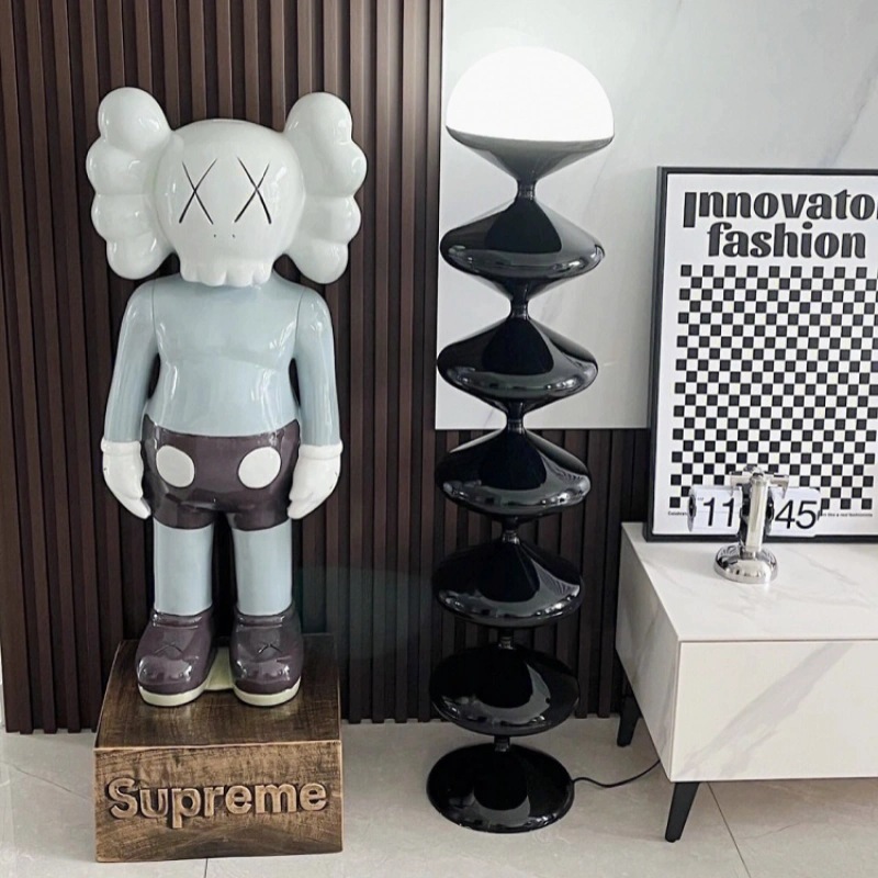 Lámpara de pie negra con forma de calabaza para sala de estar, adorno moderno de estilo nórdico Bauhaus para dormitorio, para el lado del sofá, regulable.