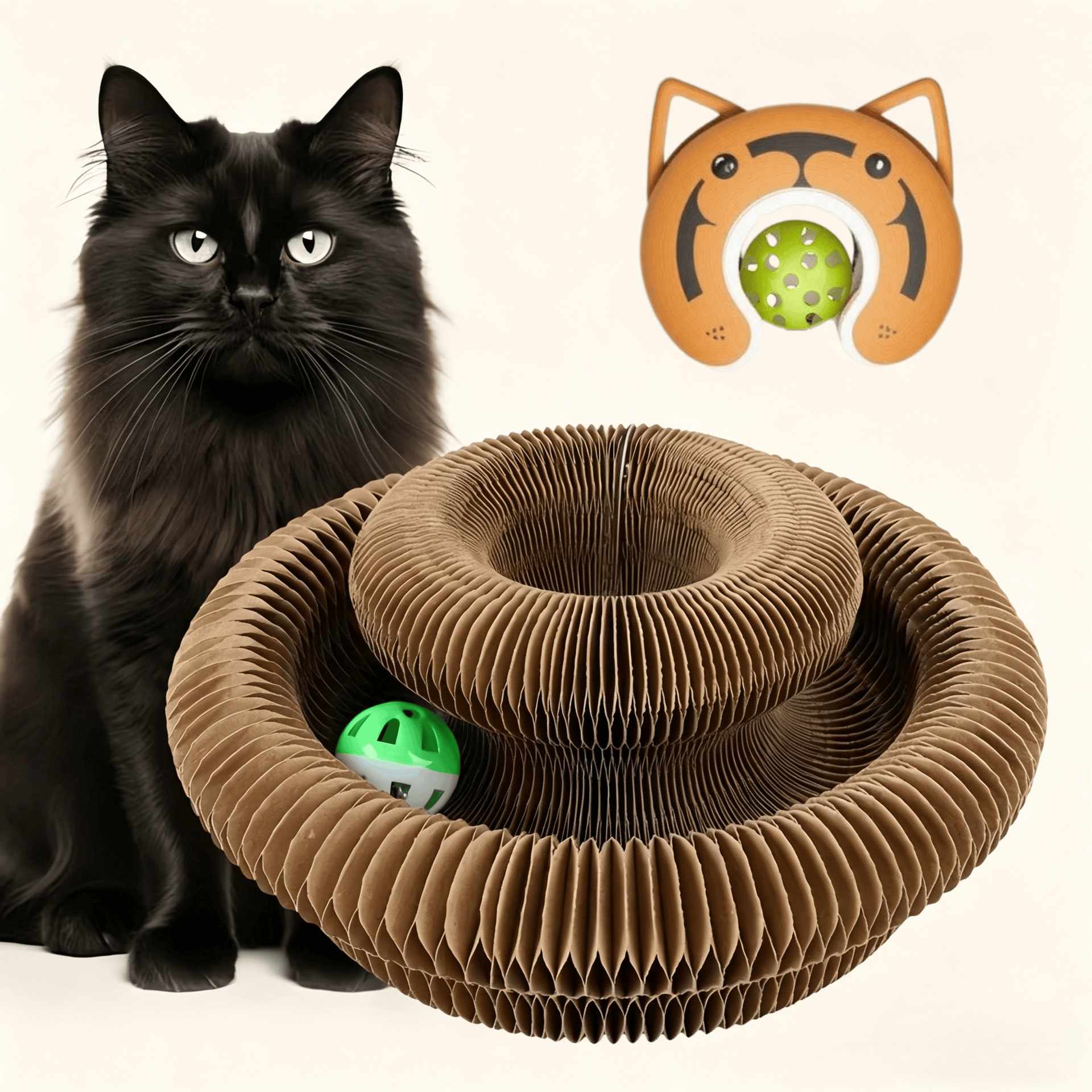 Órgano mágico para gatos agarrar tablero juguete para gatos auto-hi alivio de aburrimiento con campana papel corrugado resistente al agarramiento plegable juguete para gatos