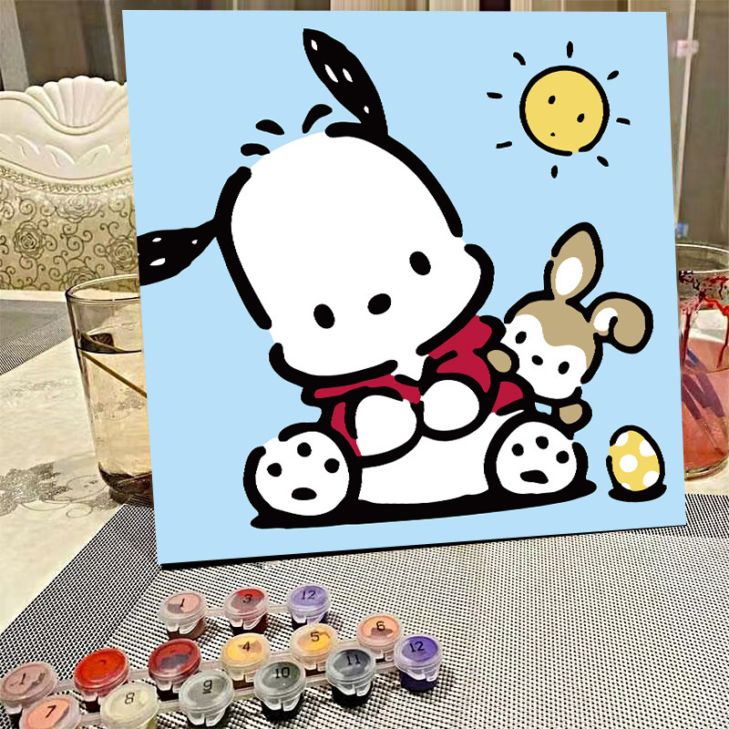 デジタル油絵diyの塗り絵の子供は漫画のアニメを埋めて色を塗ります。|undefined