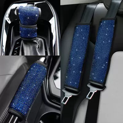Car Seat Belt Shoulder Cover: Seat belt shoulder pad - blue-hot-drill-set-2