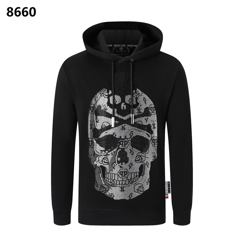 Philip Plann's New Autumn and Winter Men's Sweatshirt, European and American Street Fashion, Rhinestone Skull Hooded Casual Sweatshirt for Trendy Men Philip Plann's New Autumn and Winter Men's Sweatshirt, European and American Street Fashion, Rhinestone Skull Hooded Casual Sweatshirt for Trendy Men