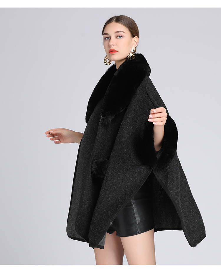 Mantella con colletto in lana, grande, ampia, in lana, cardigan donna_voghion.com