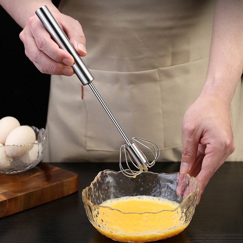 Doméstico de acero inoxidable rotativo semiautomático batedor de huevos de cocina de acero inoxidable herramienta de horneado de prensa manual batedor de huevos