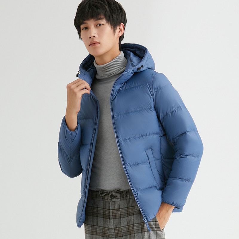 2023 새로운 가을/겨울 경량 다운 재킷 남자의 짧은 후드 겨울 90 화이트 덕 다운 플러스 사이즈 캐주얼 재킷