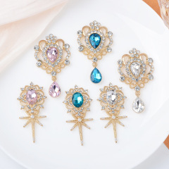 ホット販売ダイヤモンドディスク diy アクセサリーダイヤモンド水滴ペンダントフラワープレート DIY 手作りサポートスティック衣類ブローチ合金アクセサリー