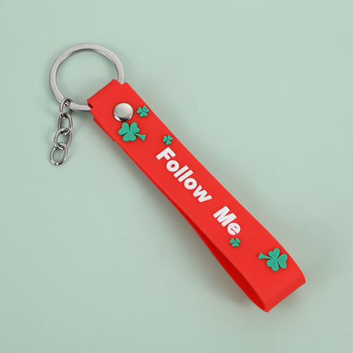 Creative cartoon leather rope keychain PVC with keychain soft plastic doll accessories luggage mobile phone case decorative pendant