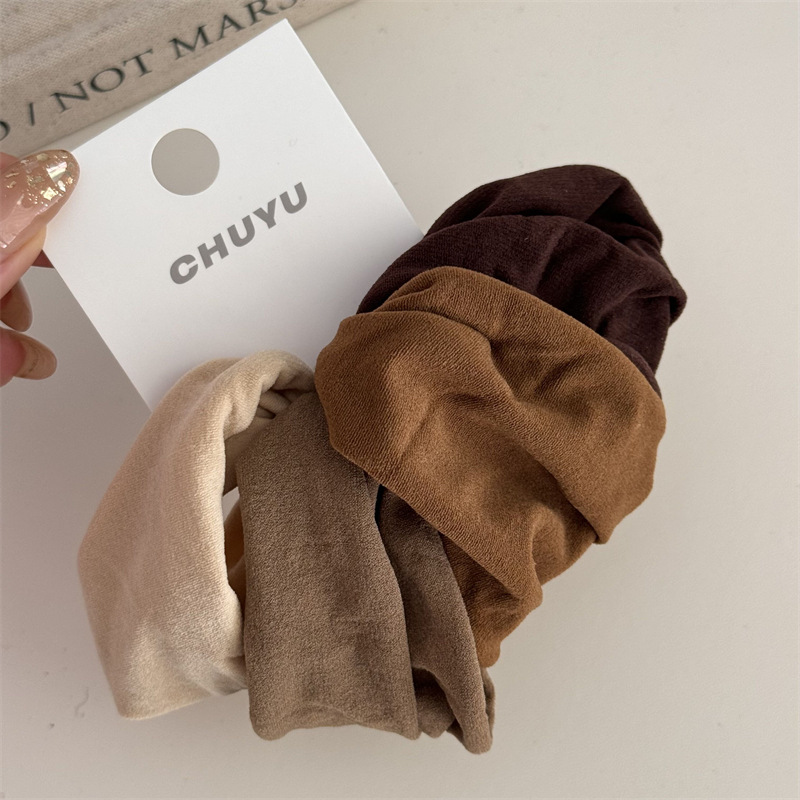 Super soft 4 pieces all-match rubber band hair tie rope simple solid color wide edge high elastic durable hair band hair rope_voghion.com