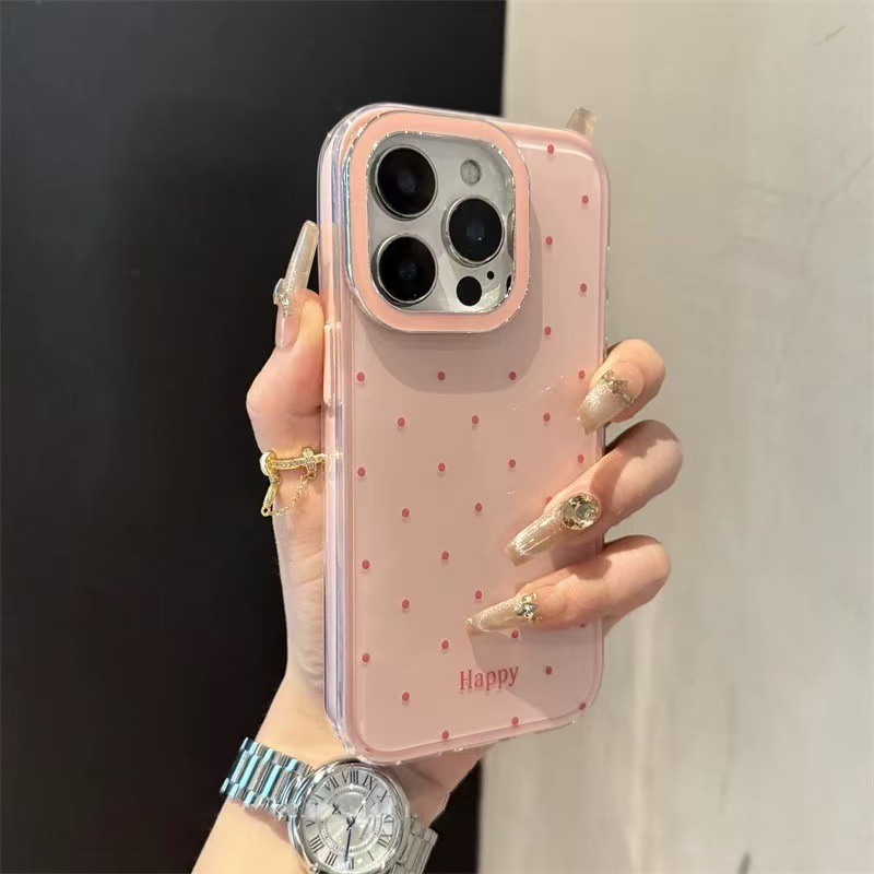 Pequeño, fresco, simple, color sólido, lunares, para iPhone16ProMax, funda para teléfono móvil 14 Apple 15 femenino 13 nuevo 16
