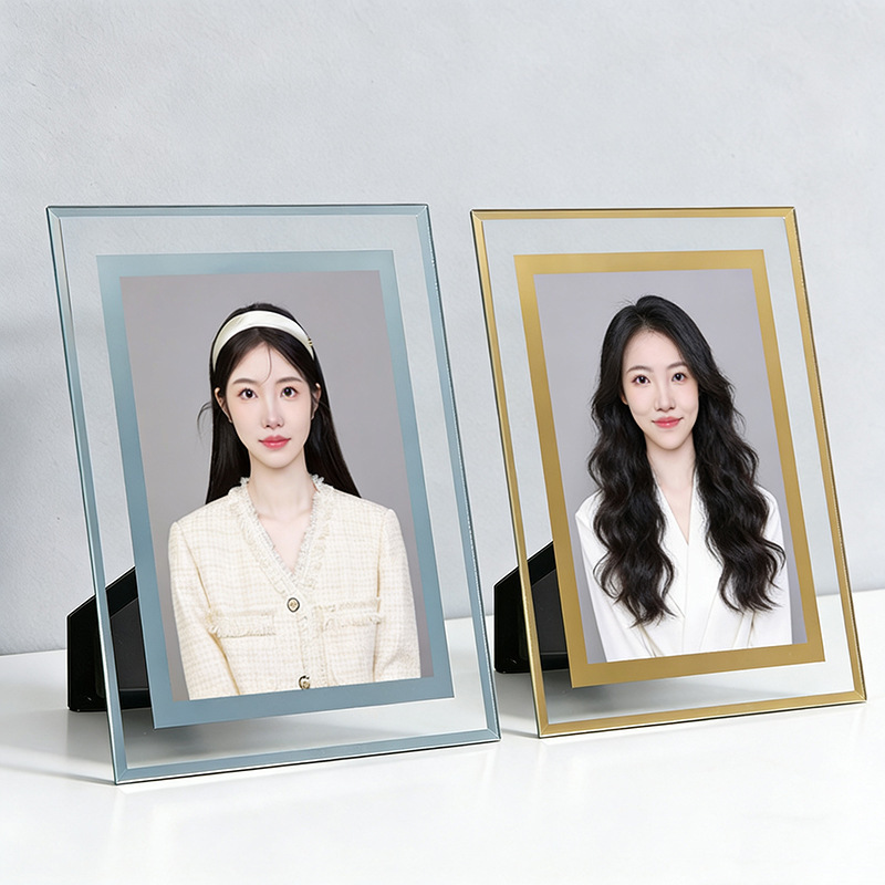 Transparent Glass Photo Frame Empty Frame Display Stand 5inch 6inch 7inch 8inch A4A5 Crystal Photo Display Frame Certificate Photo Frame