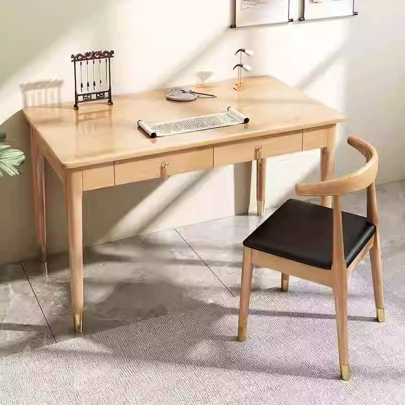 Новый стол из массива дерева в китайском стиле, современный простой домашний учебный стол, рабочий стол для персонала, письменный стол для спальни, письменный стол из массива дерева