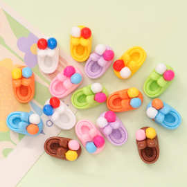 仿真兔子毛绒拖鞋 diy奶油胶钥匙扣洞洞鞋扣发夹儿童玩具树脂饰品