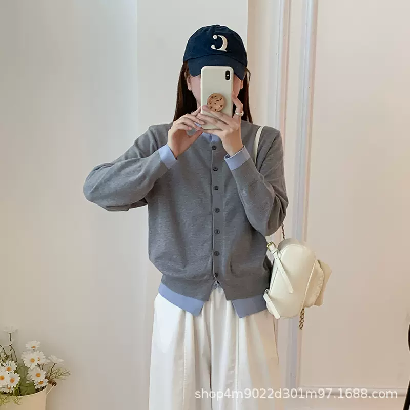 大码女装秋冬新款2025韩版针织衫假两件胖妹妹mm显瘦毛衣开衫外套