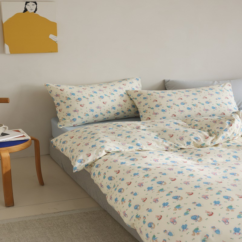 Ins Cotton Knitted Cotton Printed Bedding Soft Tianzhu Cotton Class A Maternal and Infant Grade Bedding Quilt Cover Bed Sheet