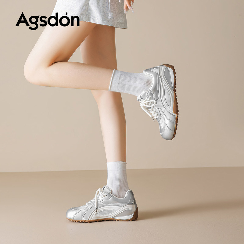 Augusden Ballet Training Shoes for Women 2026 New Autumn Silver Retro Casual Soft Sole Sports Shoes
