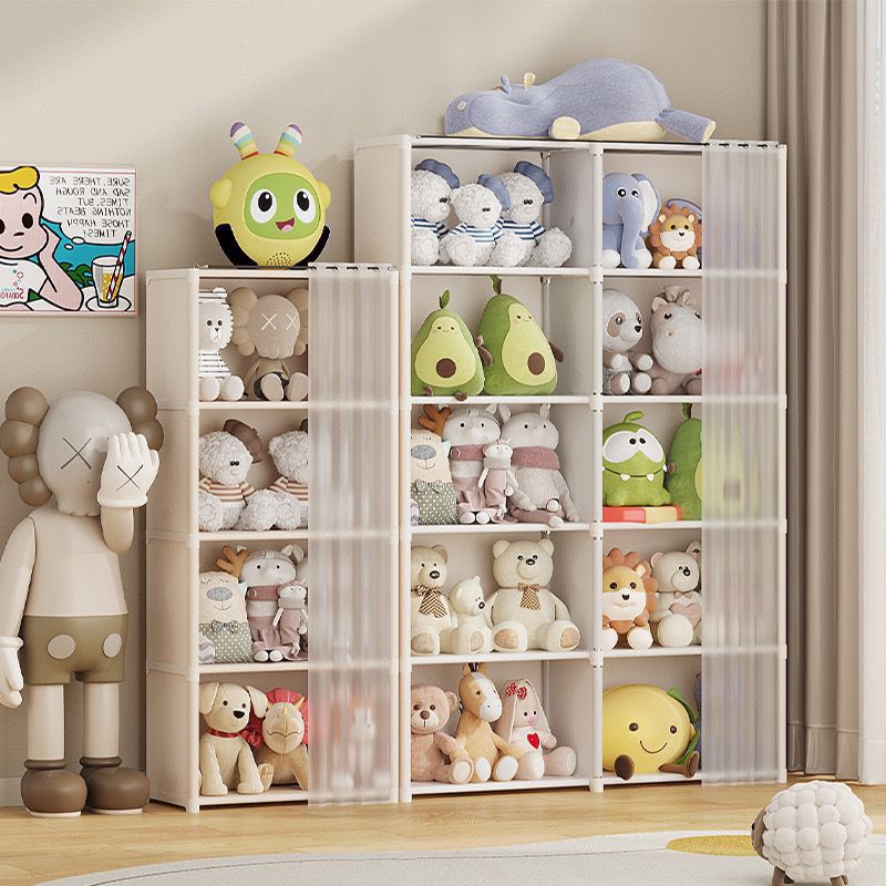 Floor-Standing Dust-Proof Bookshelf Children's Toy Doll Storage Rack Bedroom Living Room Multi-Layer Dust-Proof Storage Rack Simple Bookshelf