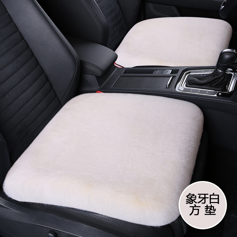 Qìchē – Wool pad Cushion Faux Fur - square-cushion-1-piece-ivory-white