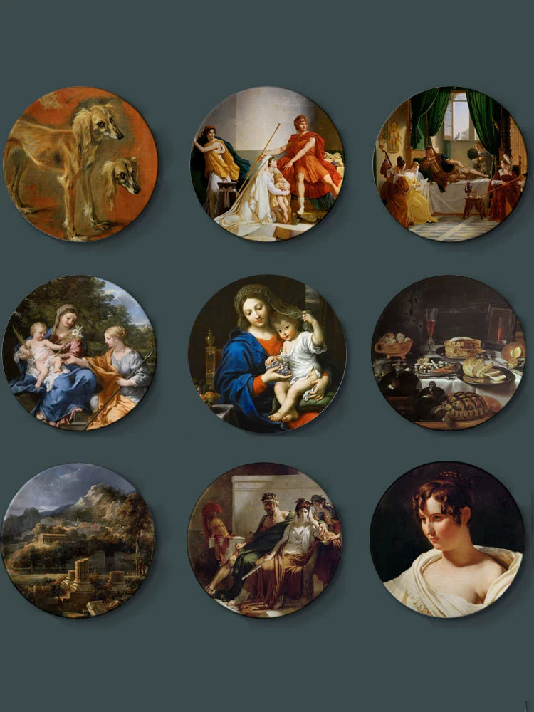 Декоративная тарель с масляной росписью Louvre, европейская настенная керамическая панель, декоративная тарелка для гостиной, для винного шкафа или ТВ-тумбы