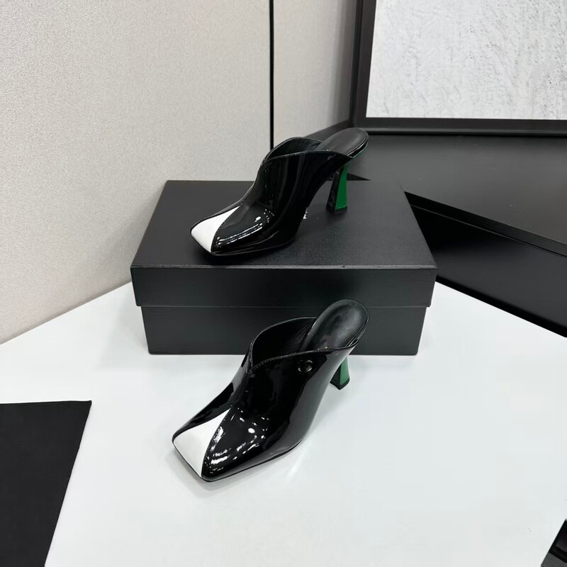 2026 Summer New Korean Style Square-Toe Mules High-Heeled Shallow Slip-On Versatile Lazy Shoes