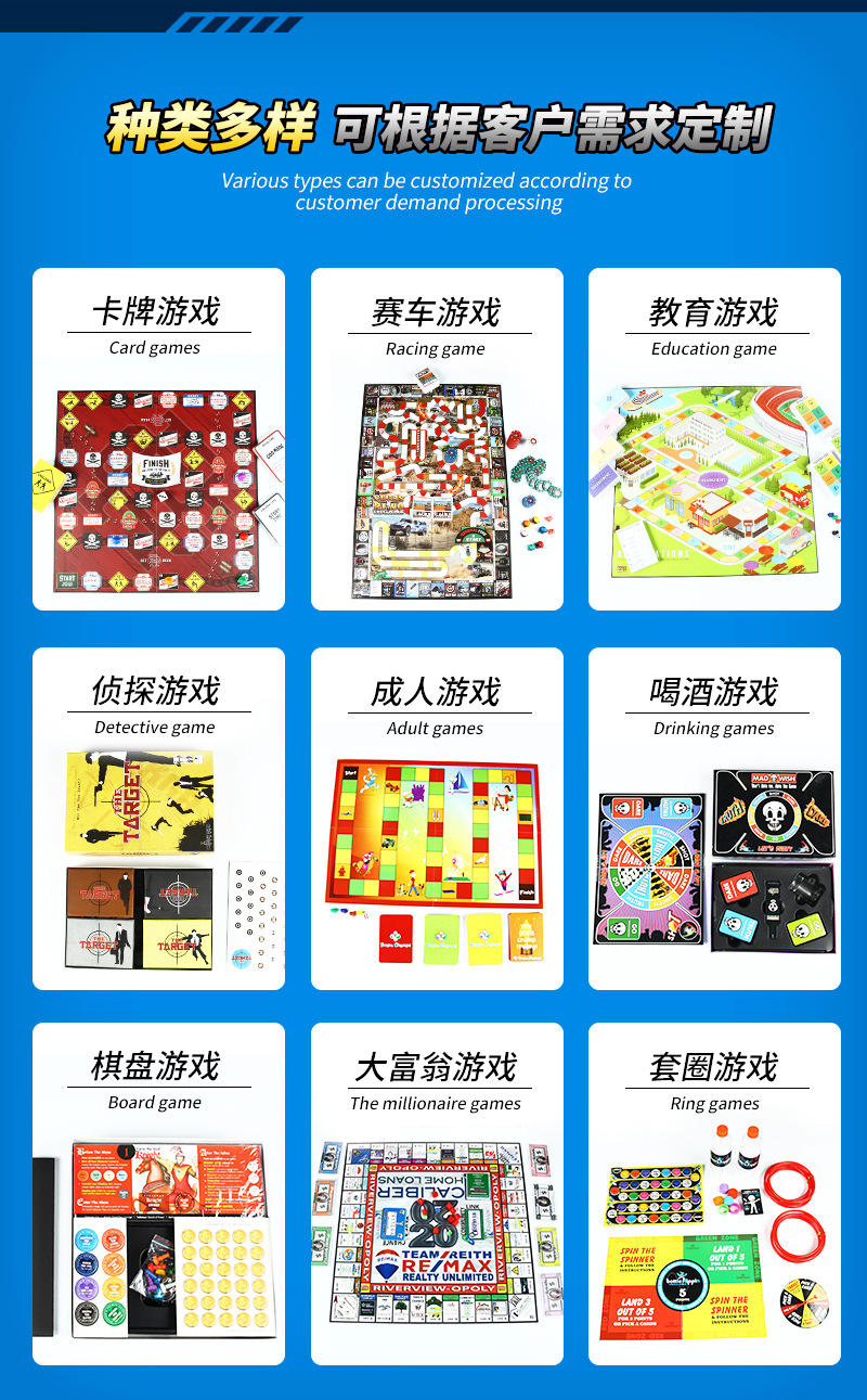 定制Board Game桌面游戏套装卡牌游戏纸牌设计娱乐桌游牌-阿里巴巴